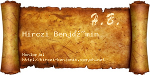 Hirczi Benjámin névjegykártya